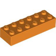 Lego kostka (kostička) 2x6, oranžová (2456106, 4119642, 4278087, 6382506)